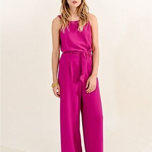 Molly Bracken WIDE-LEG PANTS WITH‎ TIE size L Plum NWT